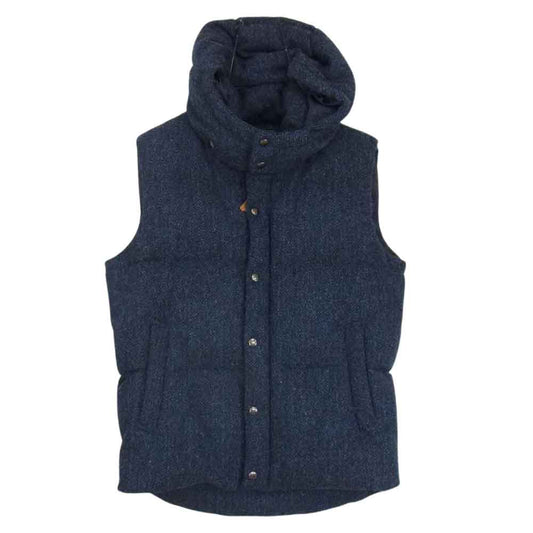URBAN RESEARCH アーバンリサーチ ROSSO ロッソ Harris Tweed ハリスツイード フード着脱 ダウン ベスト ダークネイビー系 L【中古】