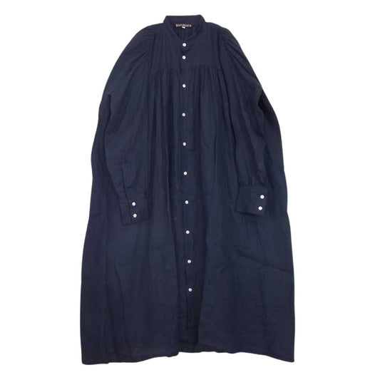 ハバーサック 622221 Bshop別注 リネン ギャザー ワンピース ネイビー系【中古】