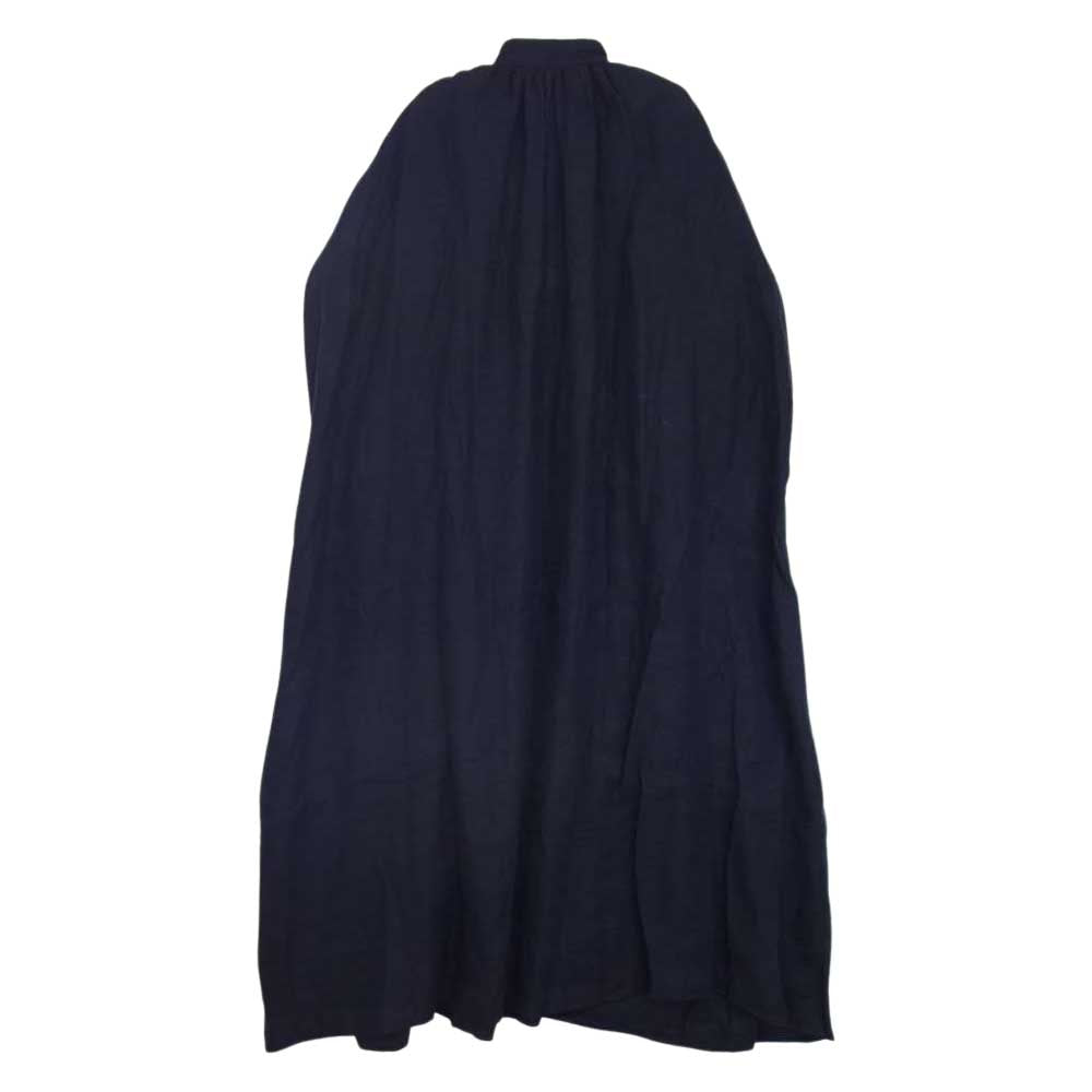 ハバーサック 622221 Bshop別注 リネン ギャザー ワンピース ネイビー系【中古】