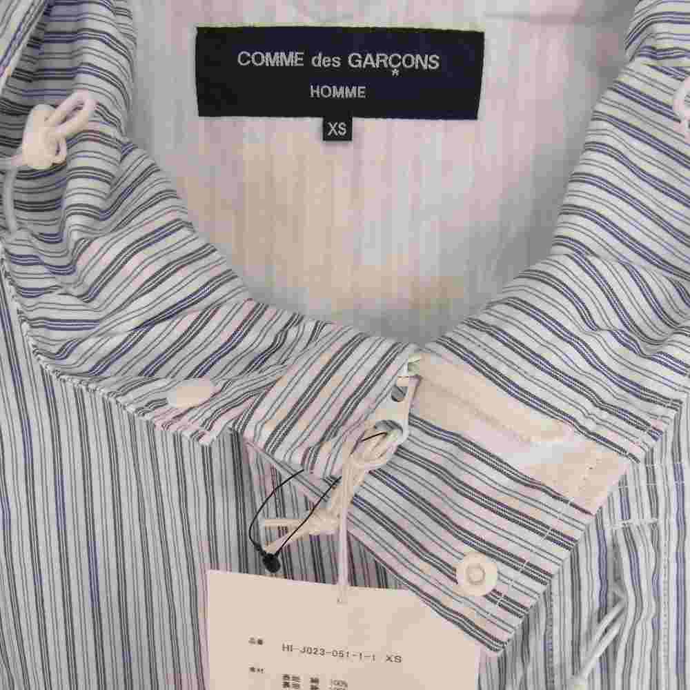COMME des GARCONS HOMME コムデギャルソンオム AD2021 HI-J023 綿ストライプ パッカリング マウンテンパーカー ブルー系 XS【新古品】【未使用】【中古】