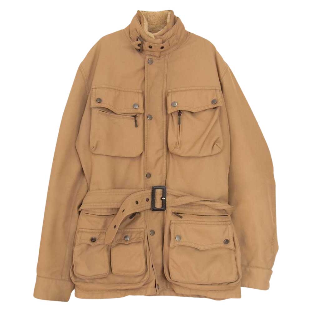 g.guaglianone ジャンニガリアノーネ 国内正規品 イタリア製 着脱可能ライナー付 襟ボア モーターサイクル ジャケット ベージュ系 サイズ表記無【中古】