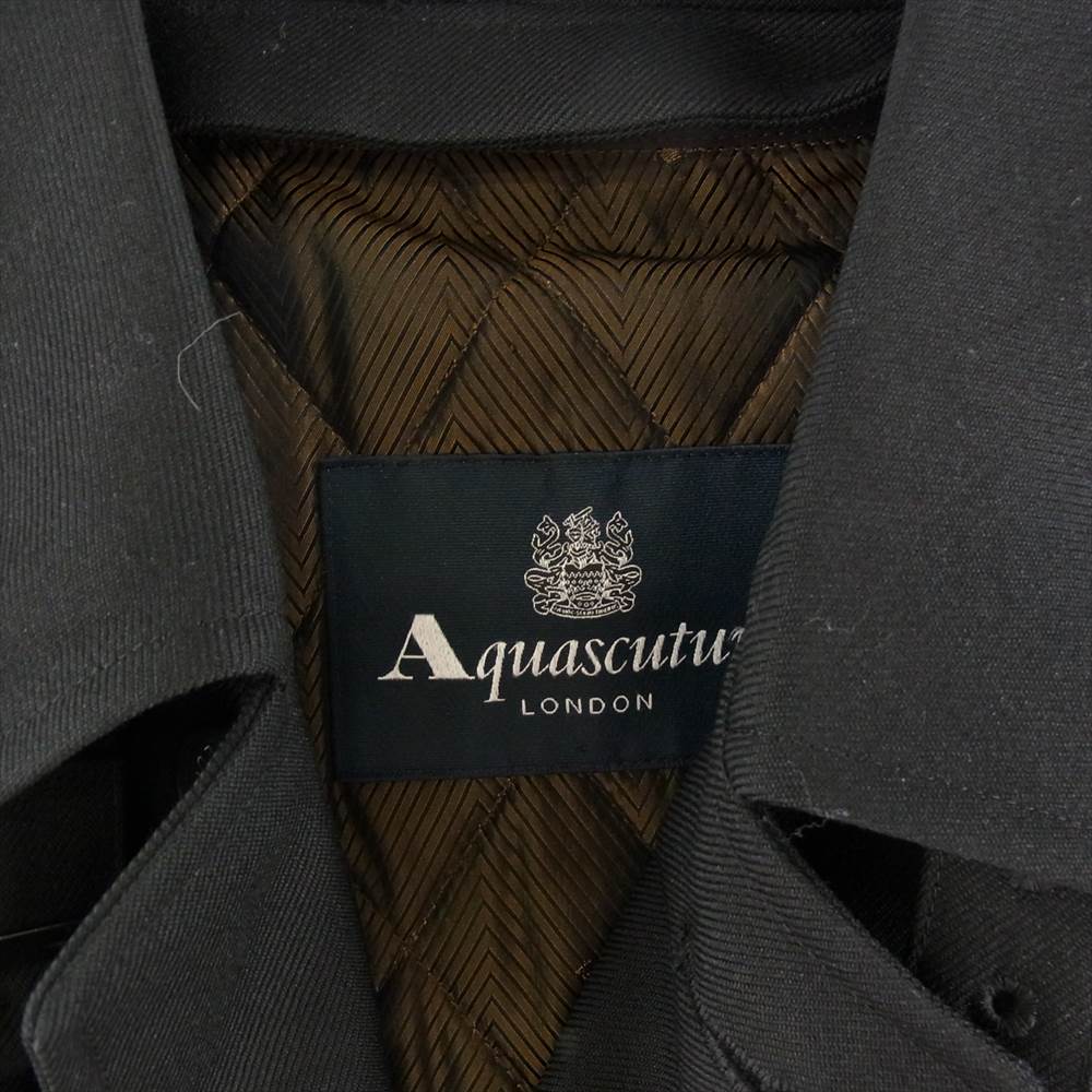 Aquascutum アクアスキュータム A9253061-99 着脱可能ライナー付 ウール シングル トレンチ コート ブラック系【中古】