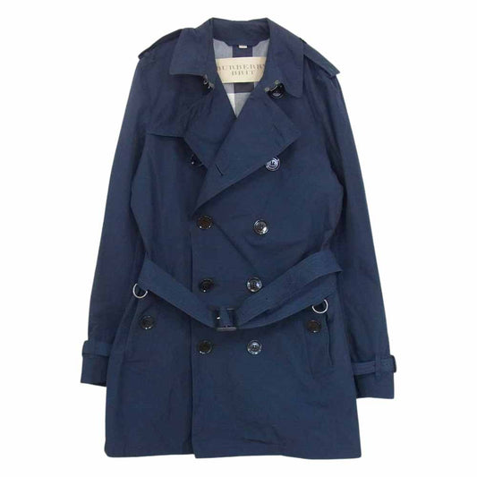 BURBERRY バーバリー THTHAGAR503NON 3801145 BRIT 裏地チェック ポリエステル ハーフ トレンチコート ネイビー系 S【中古】