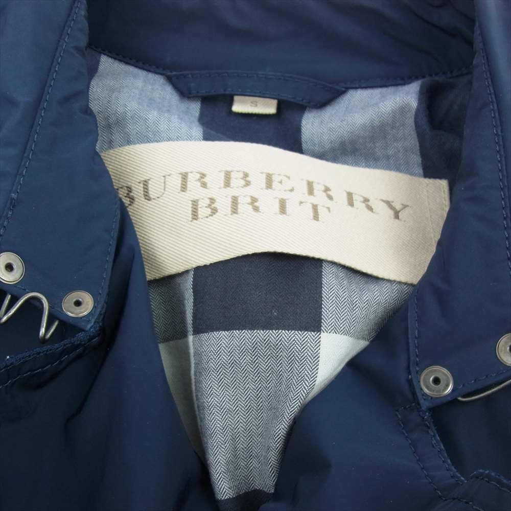BURBERRY バーバリー THTHAGAR503NON 3801145 BRIT 裏地チェック ポリエステル ハーフ トレンチコート ネイビー系 S【中古】