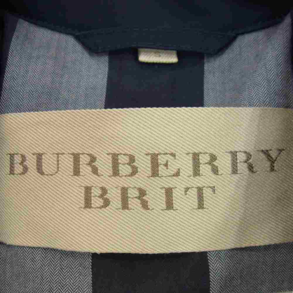 BURBERRY バーバリー THTHAGAR503NON 3801145 BRIT 裏地チェック ポリエステル ハーフ トレンチコート ネイビー系 S【中古】