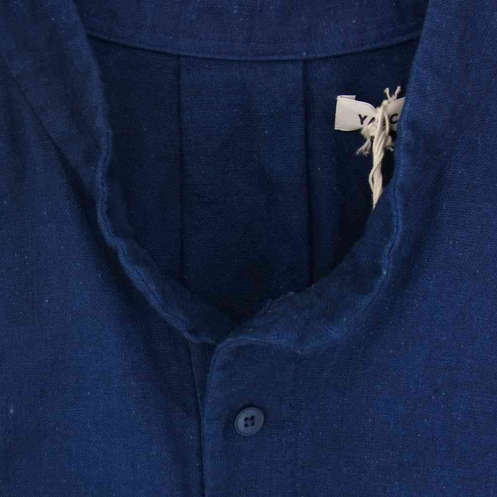 YAECA ヤエカ N゜042 KHADI INDIGO カディコットン ノーカラー プルオーバー シャツ ブルー系 M【極上美品】【中古】