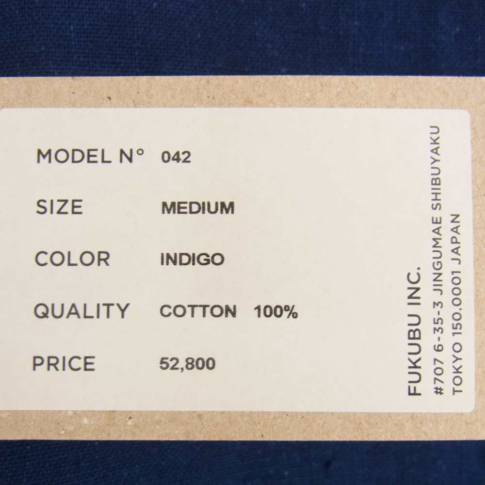 YAECA ヤエカ N゜042 KHADI INDIGO カディコットン ノーカラー プルオーバー シャツ ブルー系 M【極上美品】【中古】
