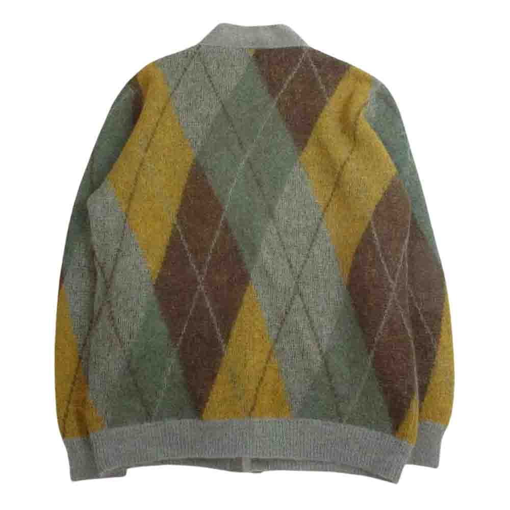GUCCI グッチ 21AW 633827 国内正規品 Argyle Mohair Wool Cardigan アーガイル モヘヤ ウール カーディガン グリーン系 XS【美品】【中古】