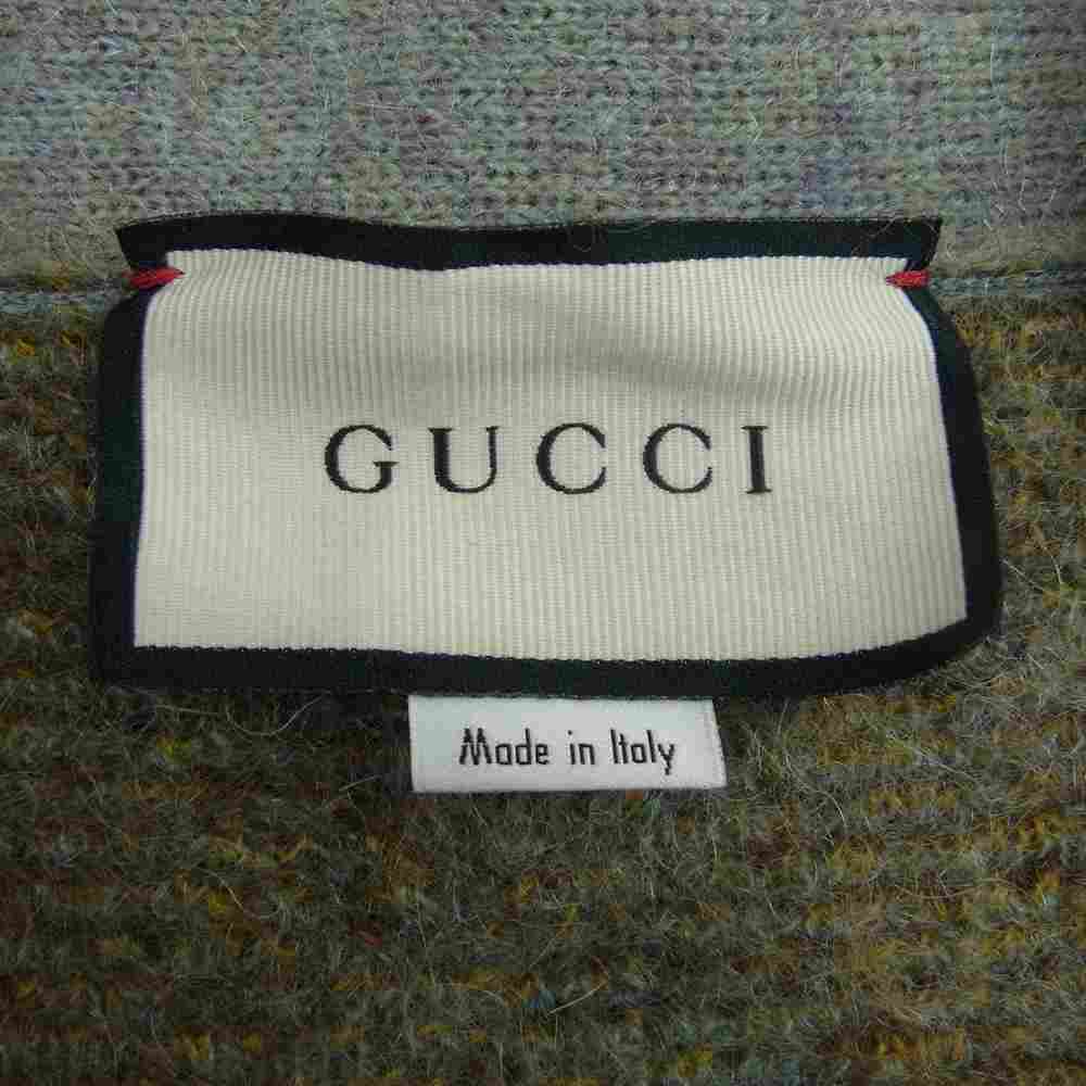 GUCCI グッチ 21AW 633827 国内正規品 Argyle Mohair Wool Cardigan アーガイル モヘヤ ウール カーディガン グリーン系 XS【美品】【中古】