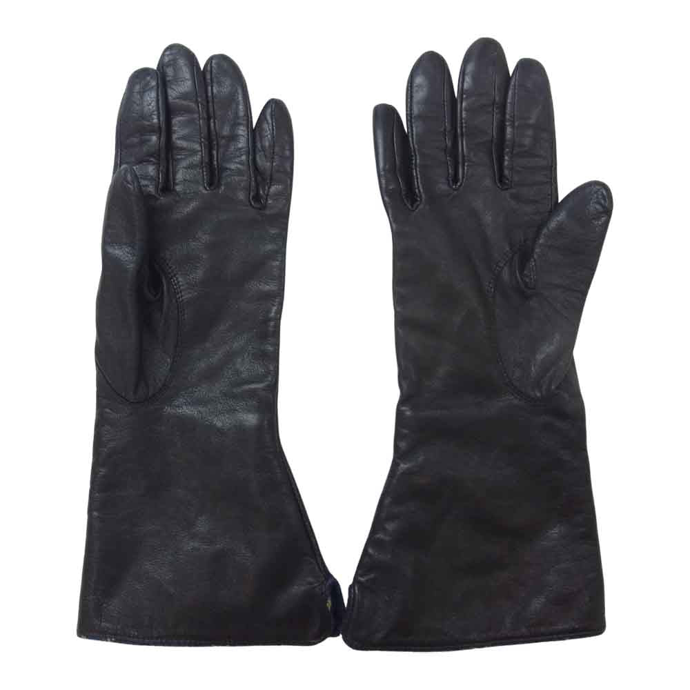 Vivienne Westwood ヴィヴィアンウエストウッド オーブボタン 裏地チェック レザー グローブ 手袋 ブラック系【中古】