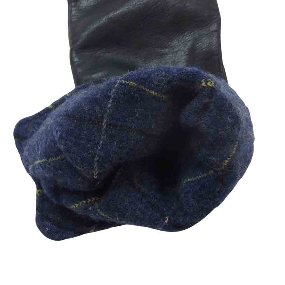Vivienne Westwood ヴィヴィアンウエストウッド オーブボタン 裏地チェック レザー グローブ 手袋 ブラック系【中古】