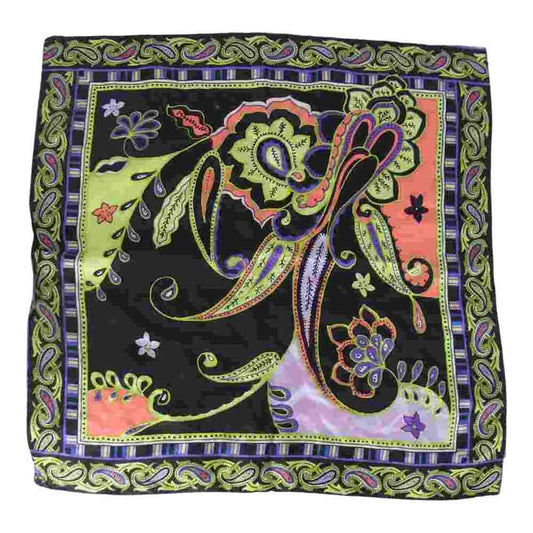 ETRO エトロ ペイズリー柄 シルク スカーフ ブラック系 マルチカラー系【中古】