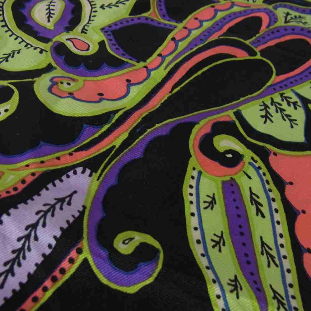 ETRO エトロ ペイズリー柄 シルク スカーフ ブラック系 マルチカラー系【中古】