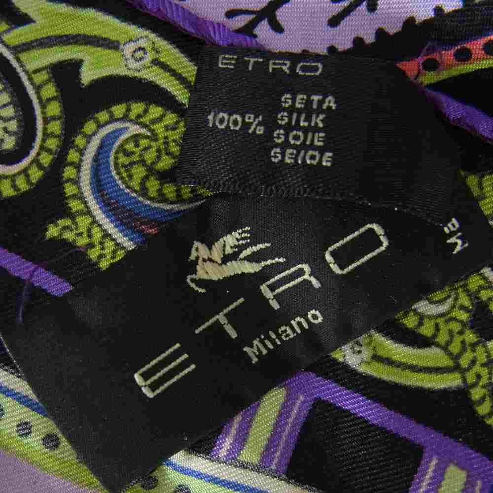 ETRO エトロ ペイズリー柄 シルク スカーフ ブラック系 マルチカラー系【中古】