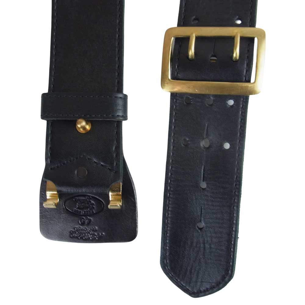 LANGLITZ LEATHERS ラングリッツレザーズ A.E.Nelson ネルソン ボタン フック レザー ベルト ブラック系 40【中古】