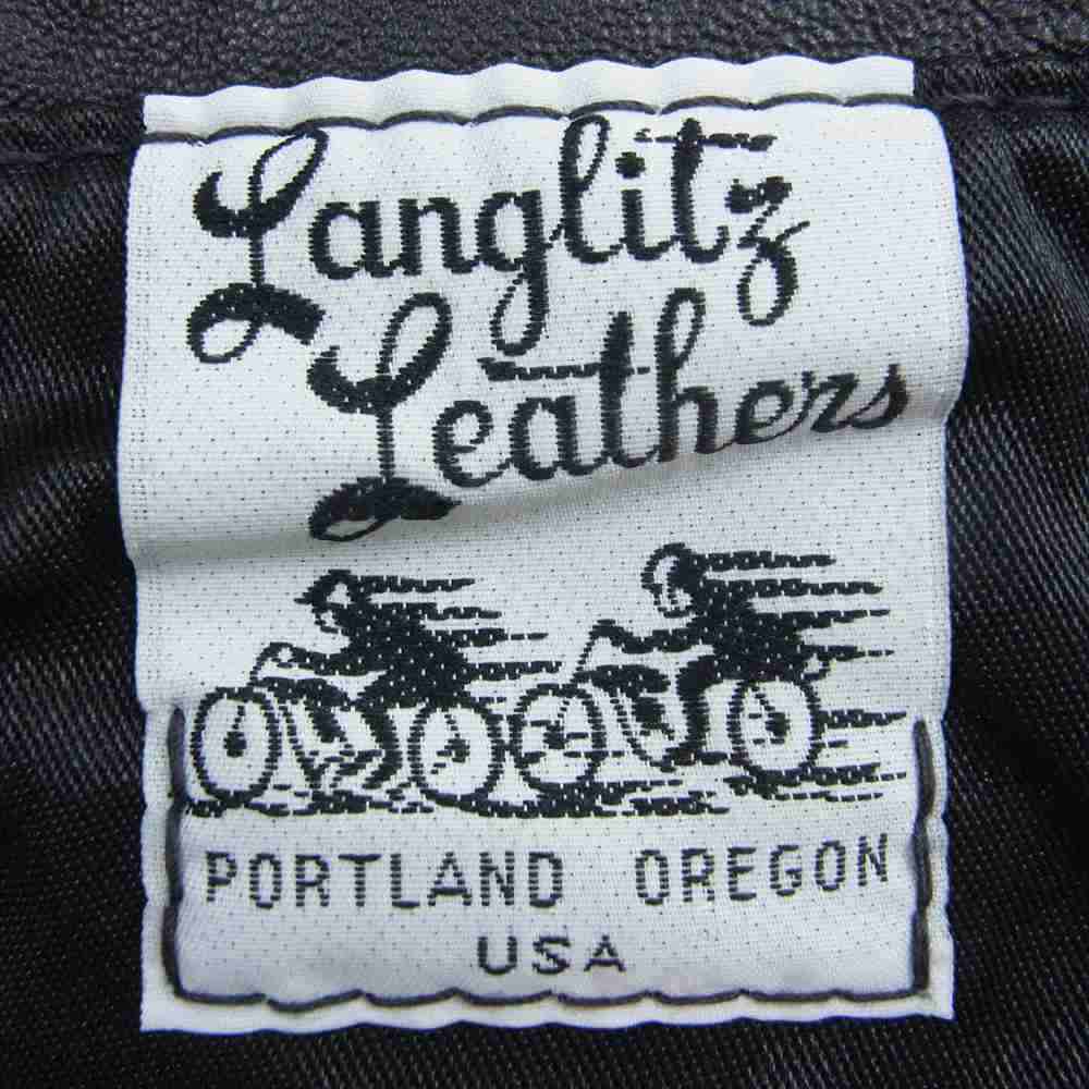 LANGLITZ LEATHERS ラングリッツレザーズ LACED VEST スナップボタン サイド レースアップ レースド レザー ジレ ベスト ブラック系【中古】