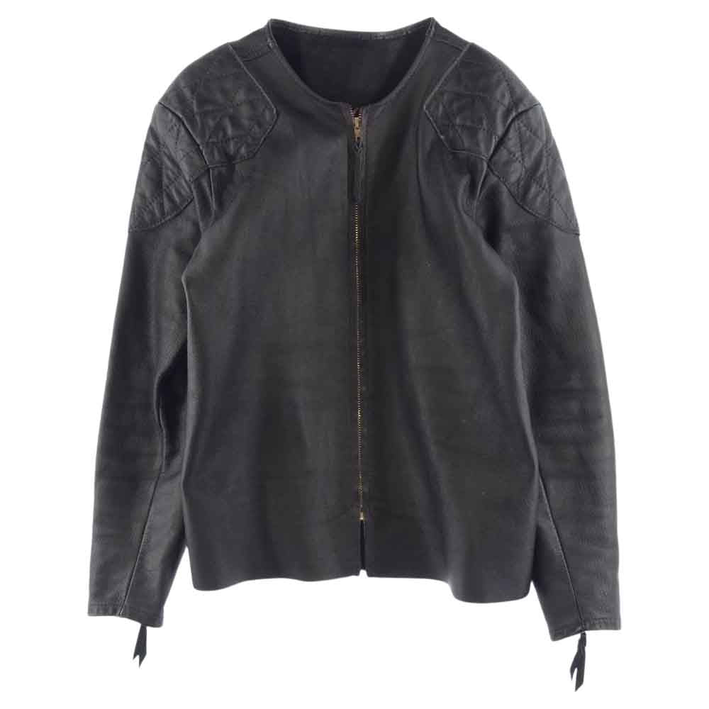 LANGLITZ LEATHERS ラングリッツレザーズ Goatskin racing K-9 1950年代復刻 ゴートスキン レーシング ノーカラー パテッド レザー ジャケット ブラック系【中古】