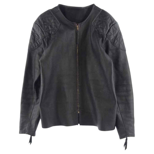 LANGLITZ LEATHERS ラングリッツレザーズ Goatskin racing K-9 1950年代復刻 ゴートスキン レーシング ノーカラー パテッド レザー ジャケット ブラック系【中古】