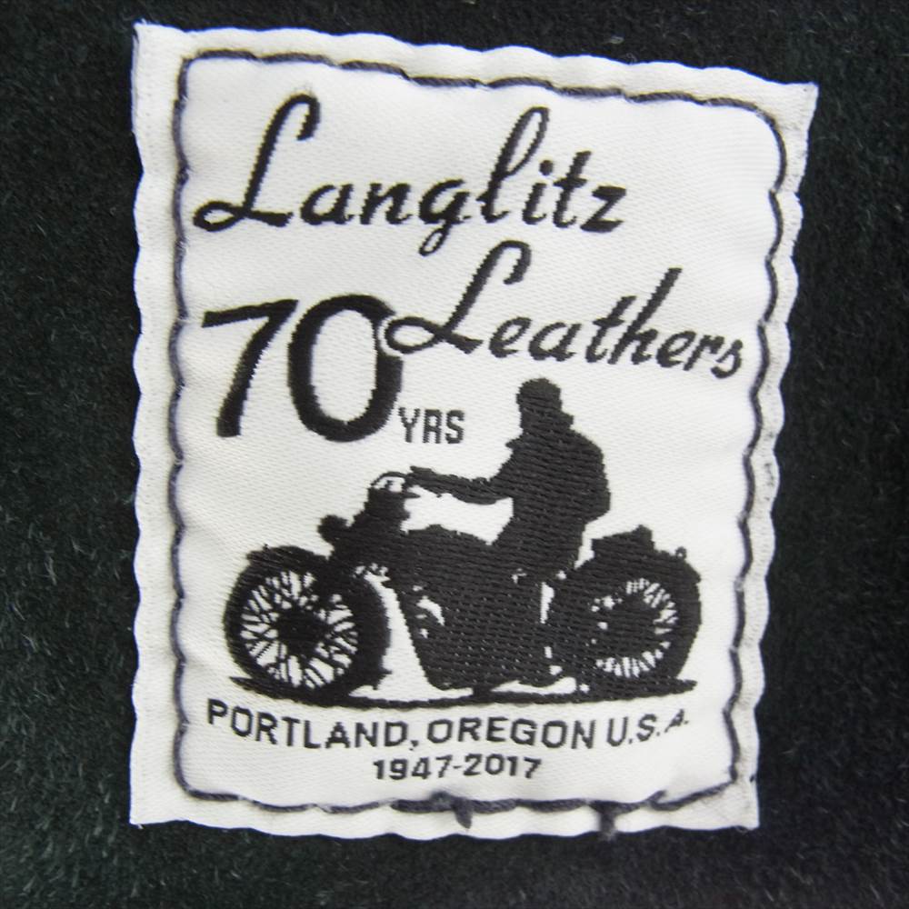 LANGLITZ LEATHERS ラングリッツレザーズ Goatskin racing K-9 1950年代復刻 ゴートスキン レーシング ノーカラー パテッド レザー ジャケット ブラック系【中古】