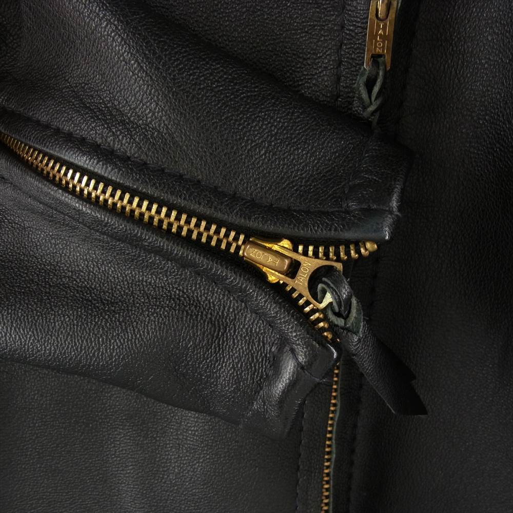 LANGLITZ LEATHERS ラングリッツレザーズ Goatskin racing K-9 1950年代復刻 ゴートスキン レーシング ノーカラー パテッド レザー ジャケット ブラック系【中古】