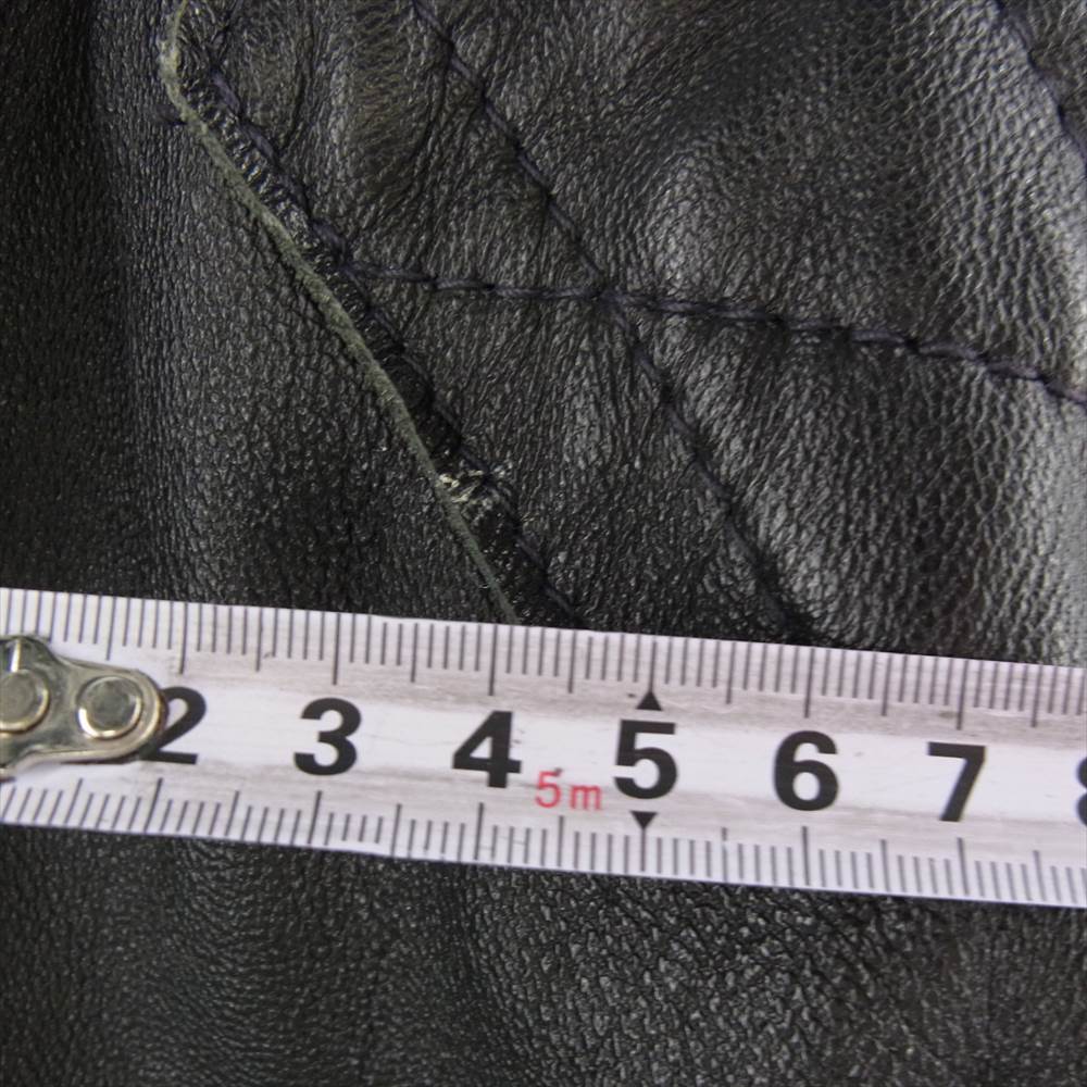 LANGLITZ LEATHERS ラングリッツレザーズ Goatskin racing K-9 1950年代復刻 ゴートスキン レーシング ノーカラー パテッド レザー ジャケット ブラック系【中古】