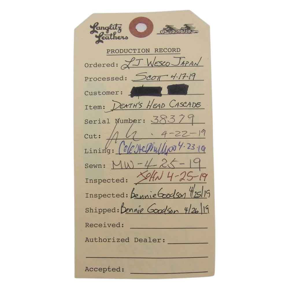 LANGLITZ LEATHERS ラングリッツレザーズ D.H.C DEATH'S HEAD CASCADE デスズ ヘッド キャスケード レザー ライダース ジャケット ホワイト ホワイト系【中古】