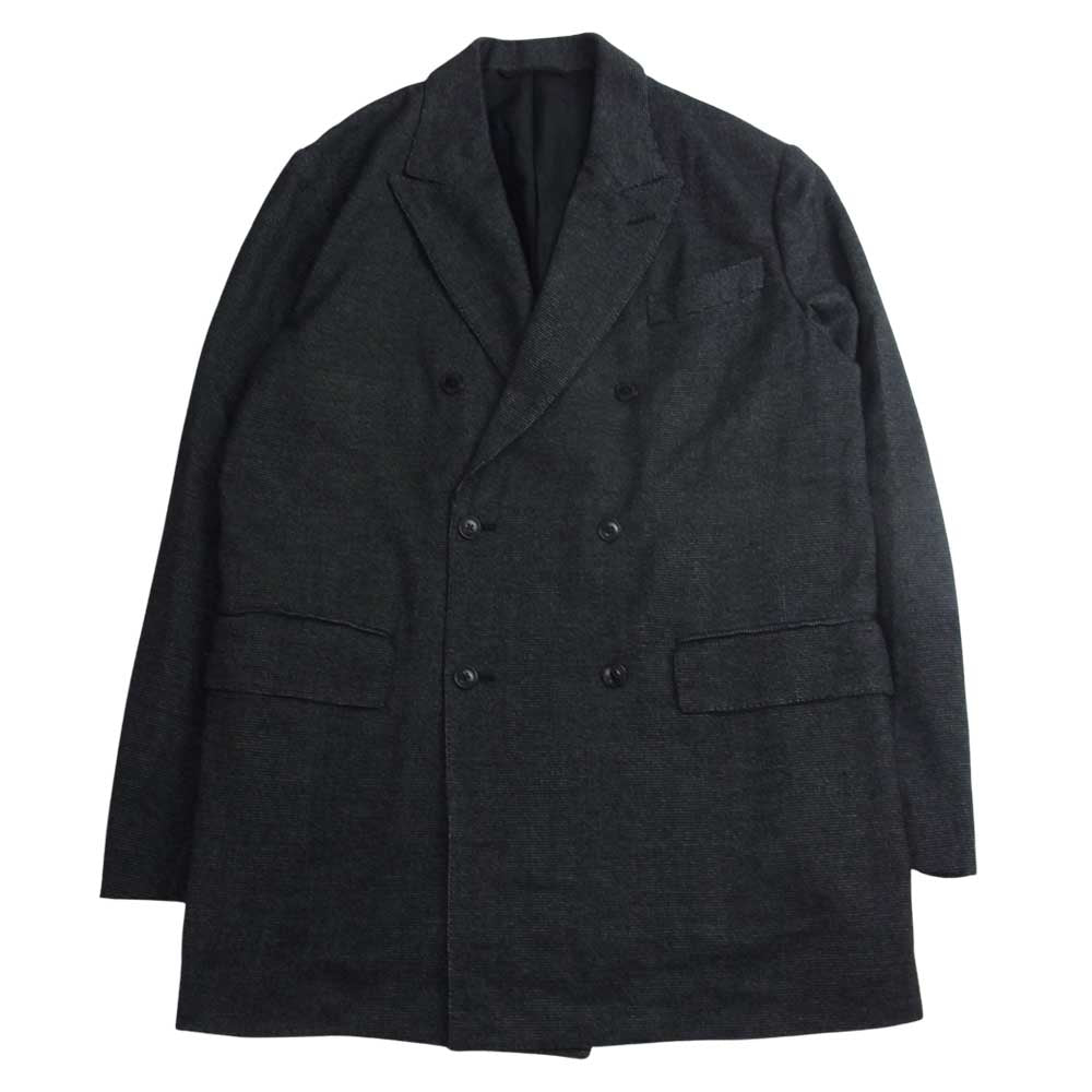 COMOLI コモリ 19AW Q03-04016 ウール シルク ダブル チェスターコート テーラードジャケット ブラック系 1【中古】