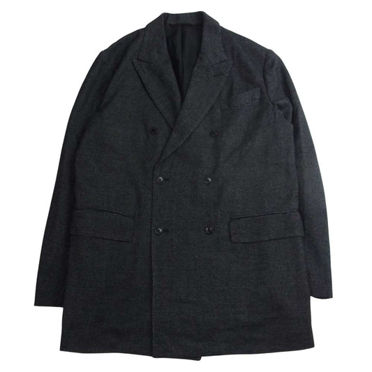 COMOLI コモリ 19AW Q03-04016 ウール シルク ダブル チェスターコート テーラードジャケット ブラック系 1【中古】