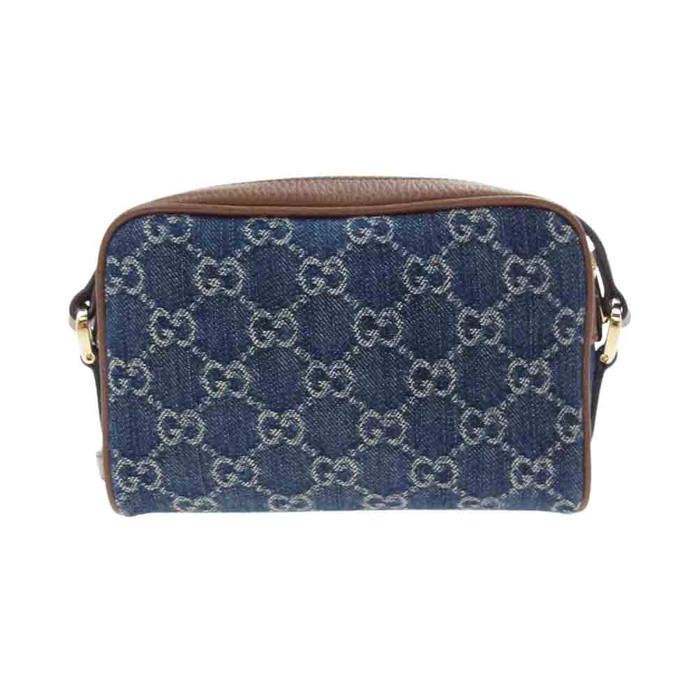 GUCCI グッチ 517350 オフィディア GG ジャガード デニム ミニ バッグ インディゴブルー系 ブラウン系【中古】