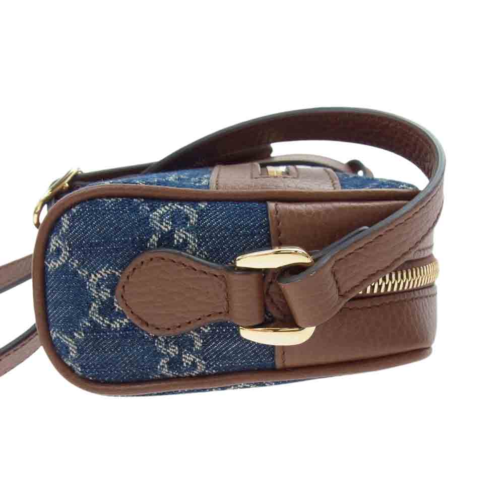 GUCCI グッチ 517350 オフィディア GG ジャガード デニム ミニ バッグ インディゴブルー系 ブラウン系【中古】