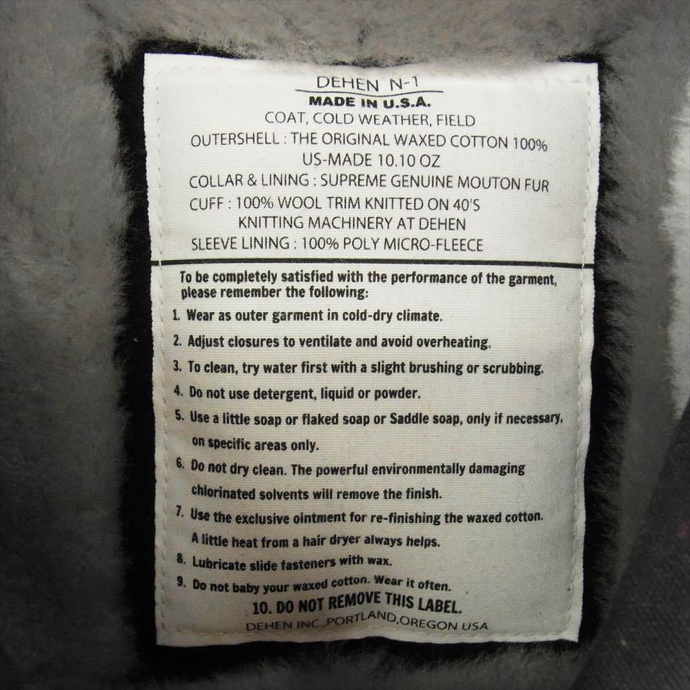 WESCO ウエスコ × Dehen ディーエン  N-1 JACKET ワックス オイルド コットン デッキ ジャケット ブラック系 M【美品】【中古】