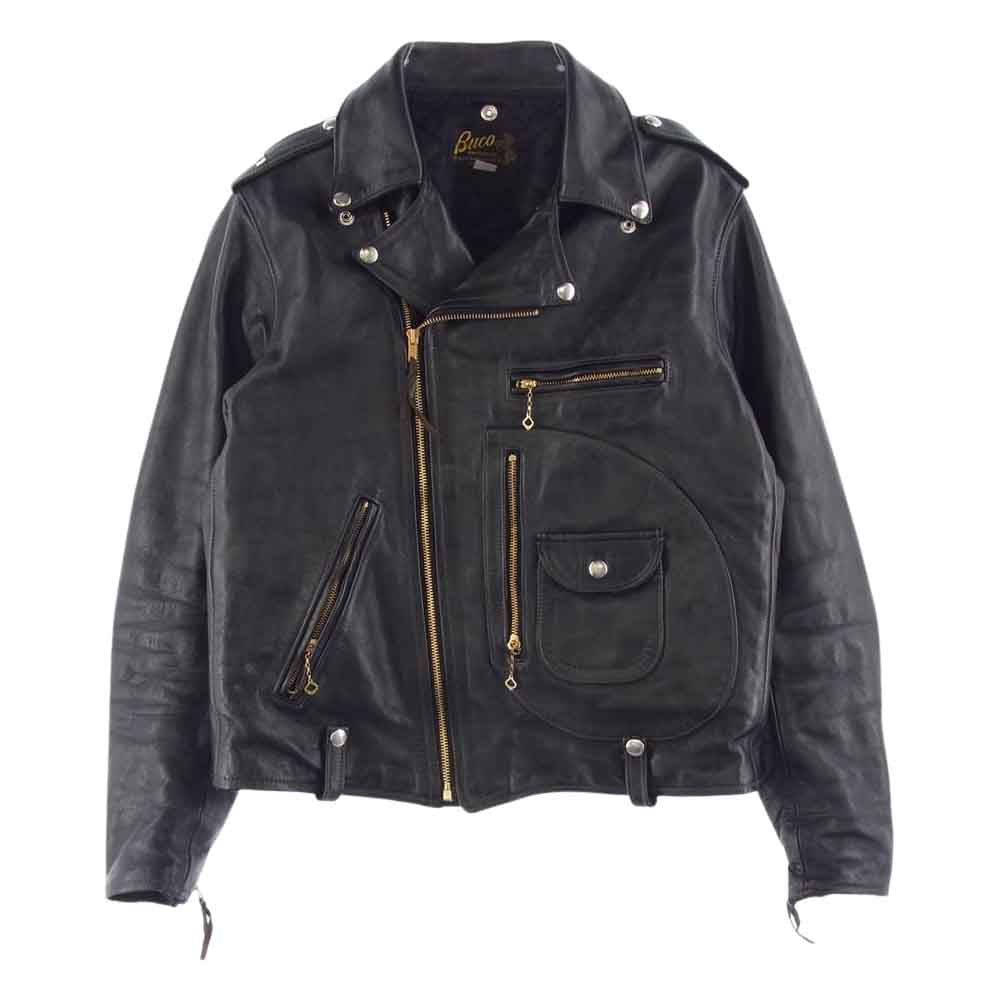 The REAL McCOY'S ザリアルマッコイズ BUCO ブコ J-24 JACKET Dポケット ホースハイド レザー ダブル ライダース ジャケット  ブラック系 40【中古】