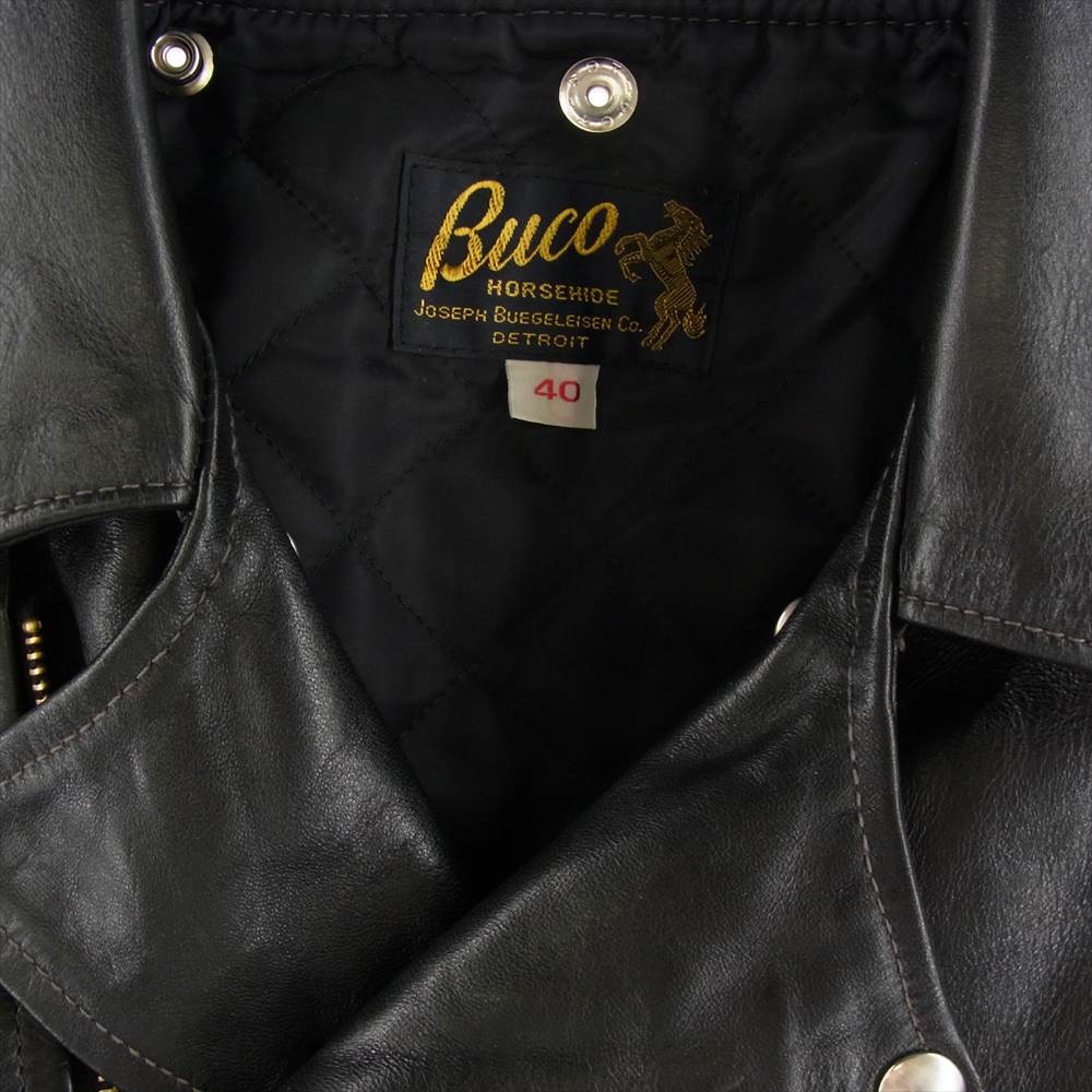 The REAL McCOY'S ザリアルマッコイズ BUCO ブコ J-24 JACKET Dポケット ホースハイド レザー ダブル ライダース ジャケット  ブラック系 40【中古】