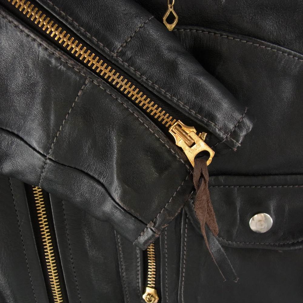 The REAL McCOY'S ザリアルマッコイズ BUCO ブコ J-24 JACKET Dポケット ホースハイド レザー ダブル ライダース ジャケット  ブラック系 40【中古】
