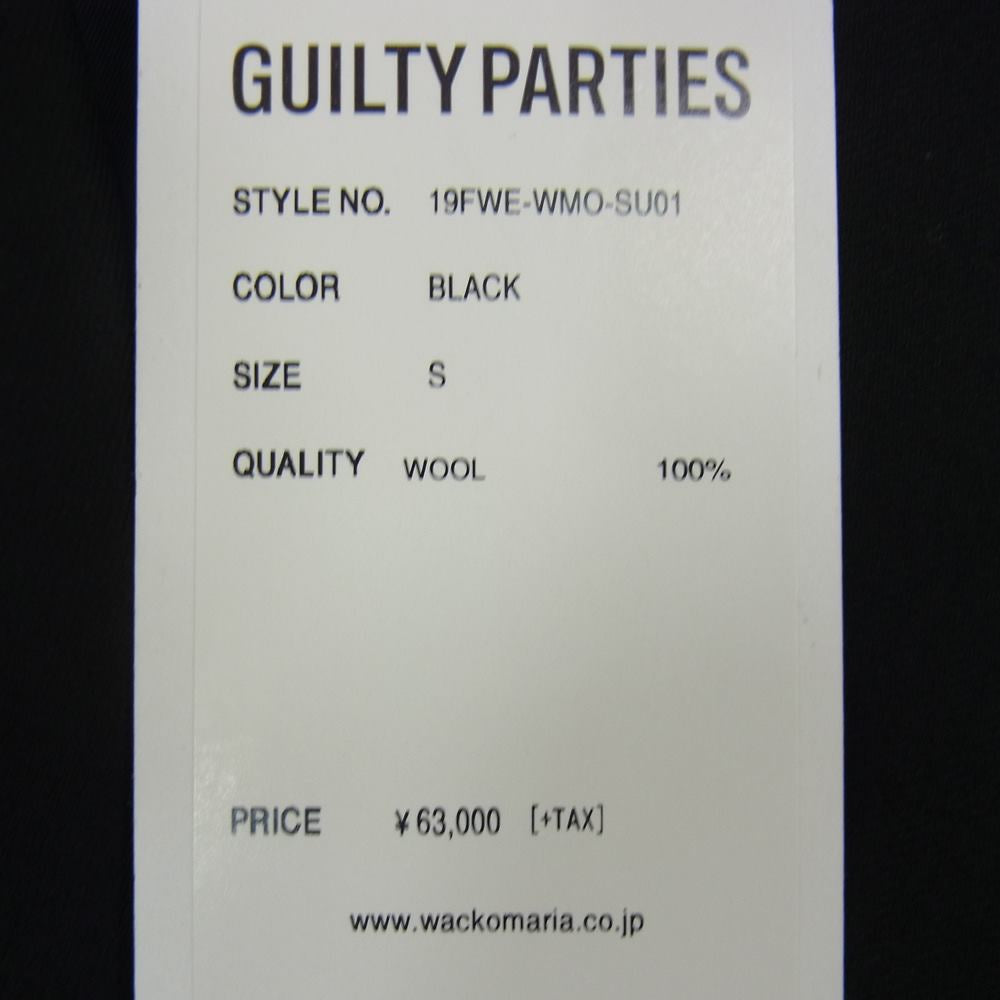 WACKO MARIA ワコマリア 19AW 19FWE-WMO-SU01 SINGLE BREASTED JACKET シングル ブレステッド ジャケット ブラック系 S【美品】【中古】