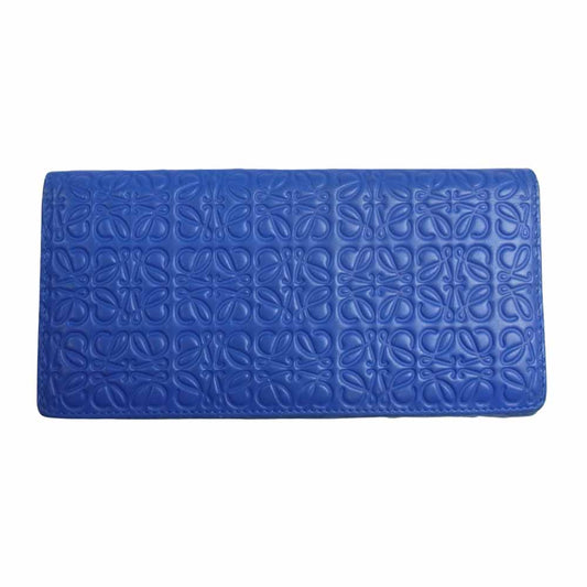 LOEWE ロエベ アナグラム コンチネンタル ウォレット ブルー系【中古】