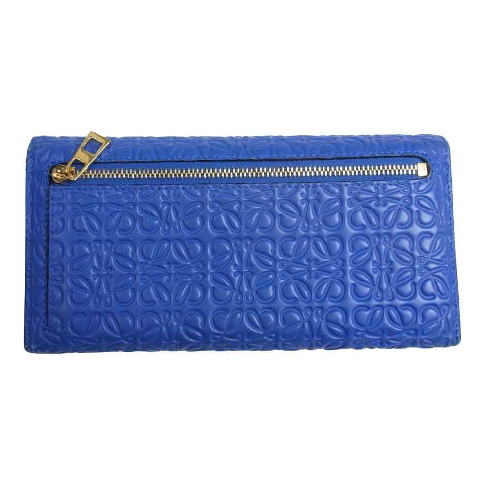 LOEWE ロエベ アナグラム コンチネンタル ウォレット ブルー系【中古】