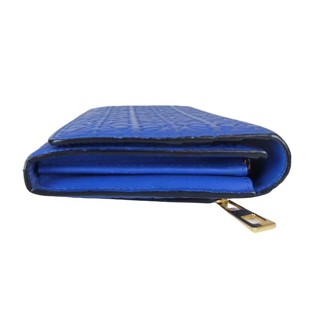 LOEWE ロエベ アナグラム コンチネンタル ウォレット ブルー系【中古】