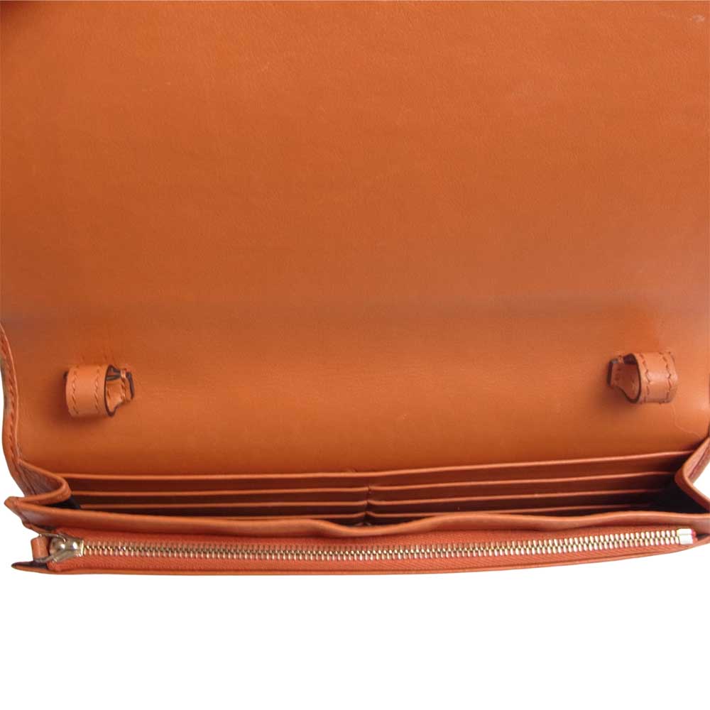 GUCCI グッチ 466507 マイクログッチ シマ ショルダー ウォレット バッグ オレンジ系【中古】
