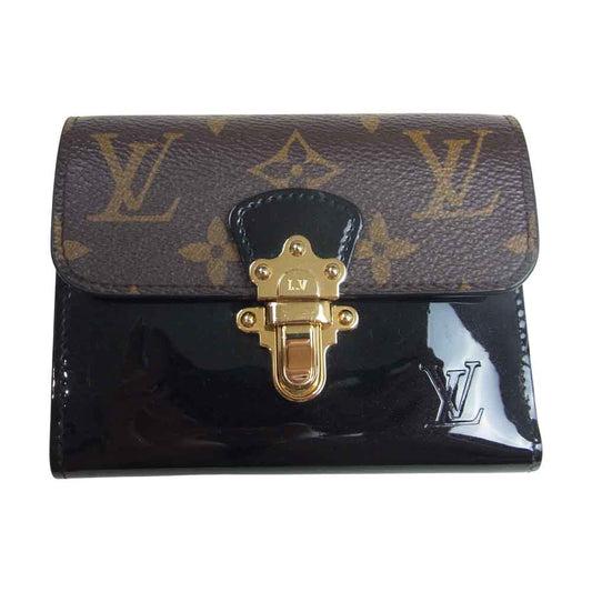 LOUIS VUITTON ルイ・ヴィトン M61912 モノグラム ポルトフォイユ チェリーウッド コンパクト 三つ折り 財布 ブラウン系 ブラック系【中古】