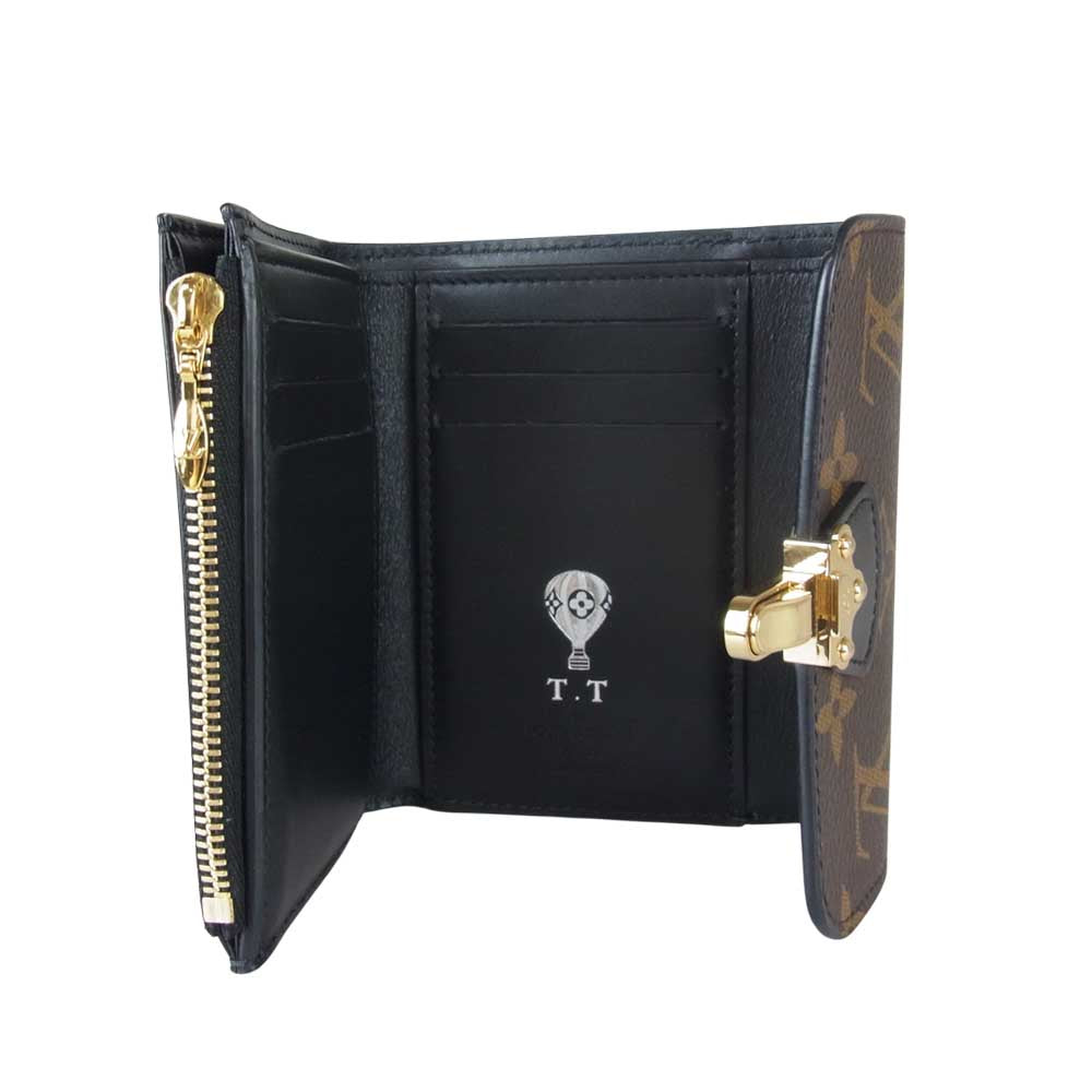 LOUIS VUITTON ルイ・ヴィトン M61912 モノグラム ポルトフォイユ チェリーウッド コンパクト 三つ折り 財布 ブラウン系 ブラック系【中古】