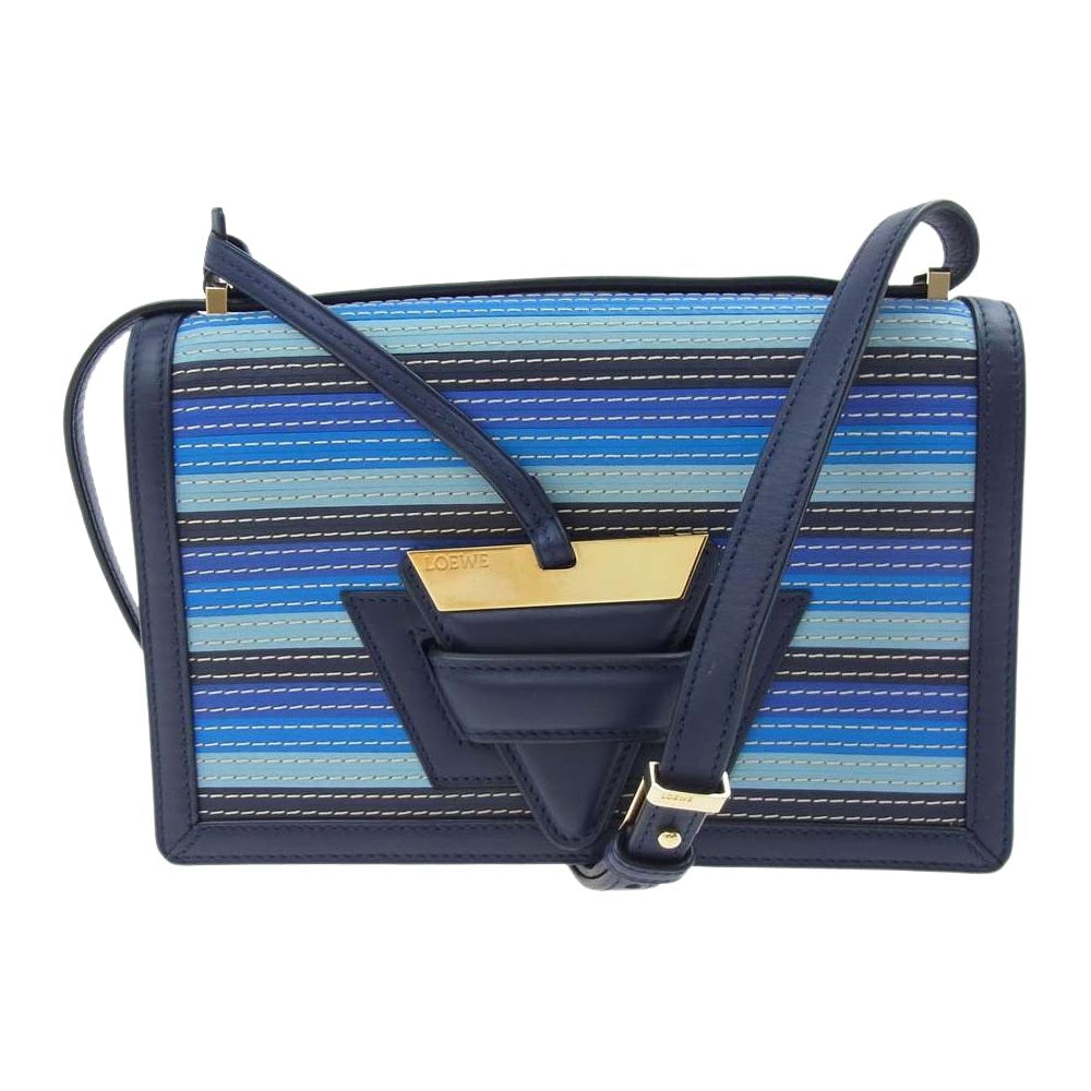 LOEWE ロエベ バルセロナ 2Way ショルダー バッグ ネイビー系【美品】【中古】