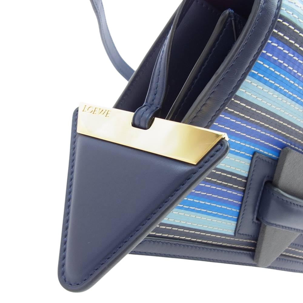 LOEWE ロエベ バルセロナ 2Way ショルダー バッグ ネイビー系【美品】【中古】
