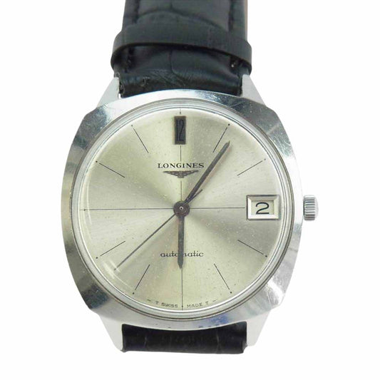 LONGINES ロンジン スイス製 ANTIMAGNETIC SHOCK-ABSORBER アンチマグネティック 自動巻き オートマチック デイト ウォッチ 腕時計 シルバー系 ブラック系【中古】