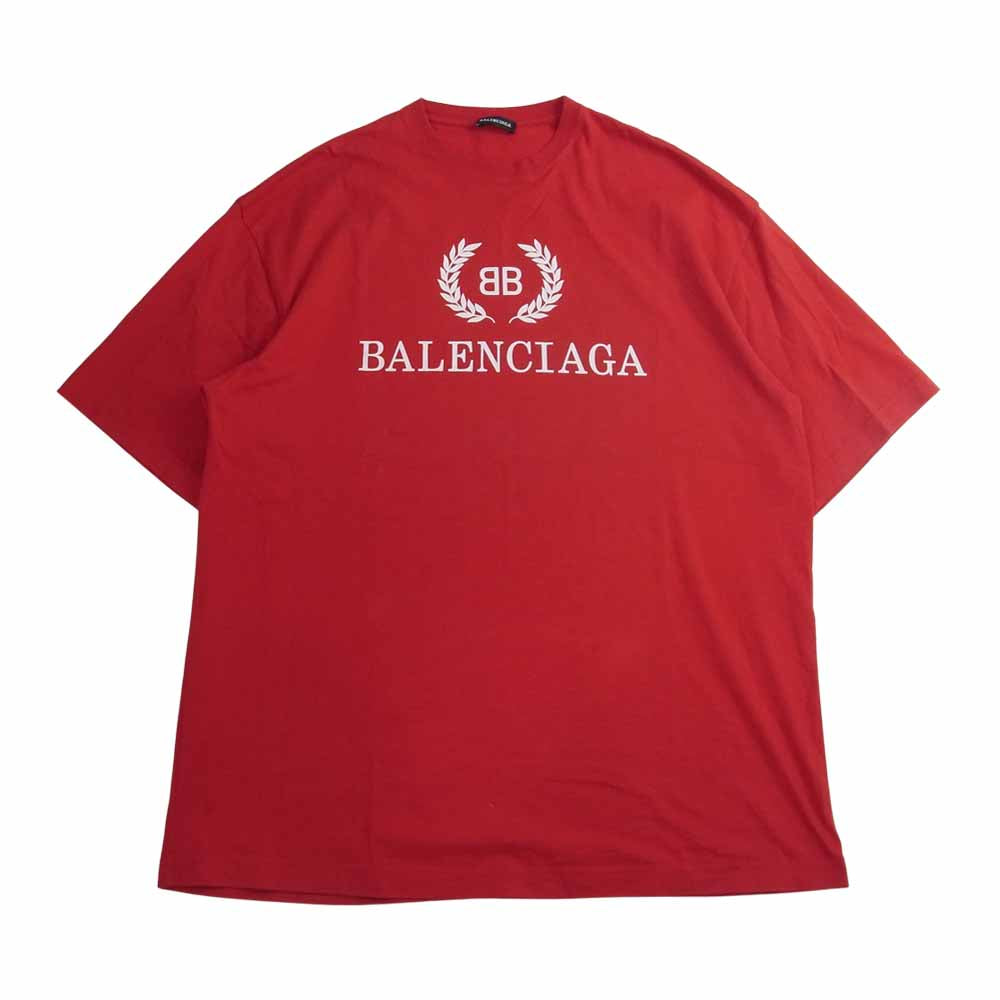 BALENCIAGA バレンシアガ 18AW 544271 TCV25 BBロゴプリント オーバーサイズ 半袖Tシャツ レッド系 XS【中古】