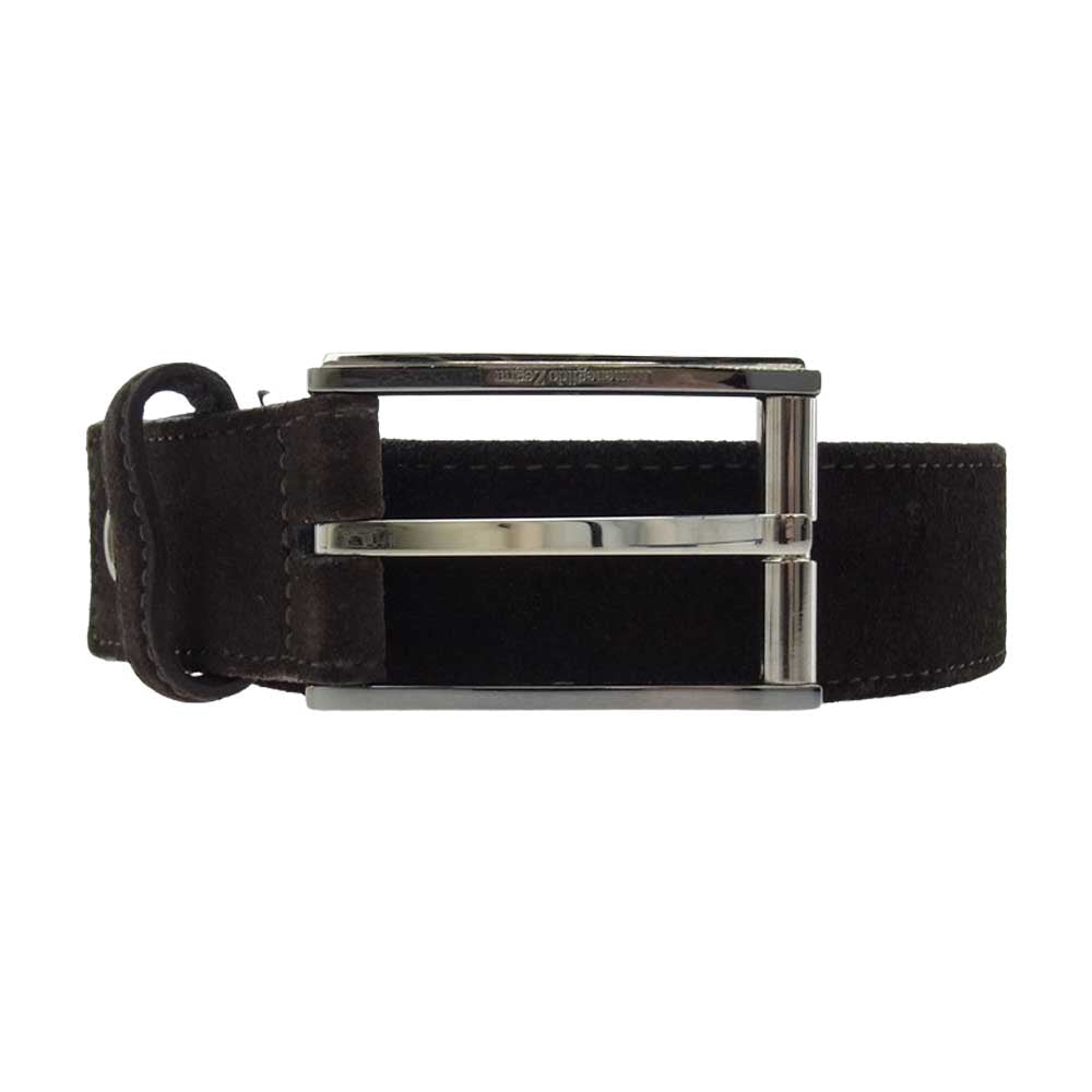 Ermenegildo Zegna エルメネジルドゼニア イタリア製 レザー スエード ベルト ダークブラウン系【中古】