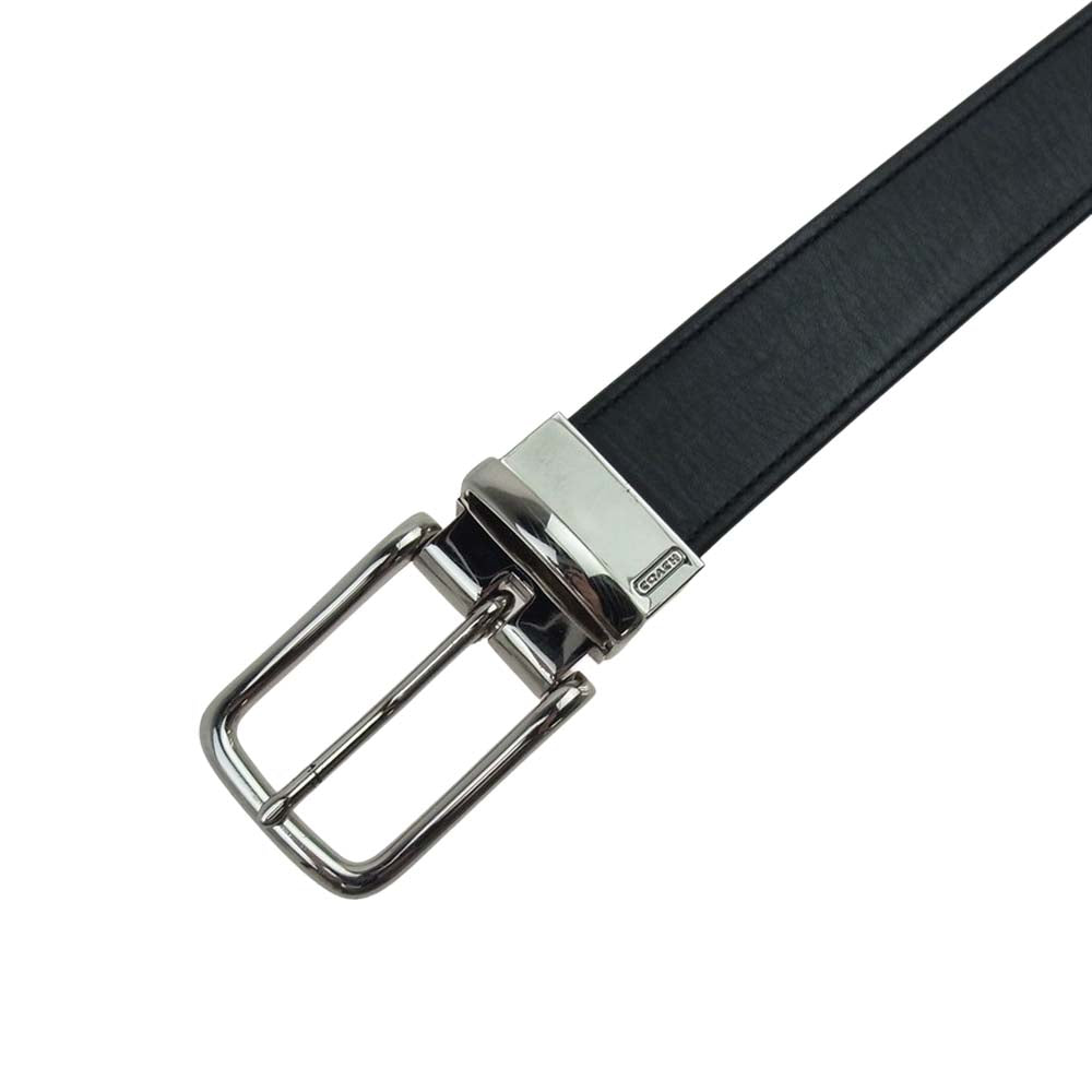 COACH コーチ F66105 リバーシブル レザーベルト ブラック系【中古】