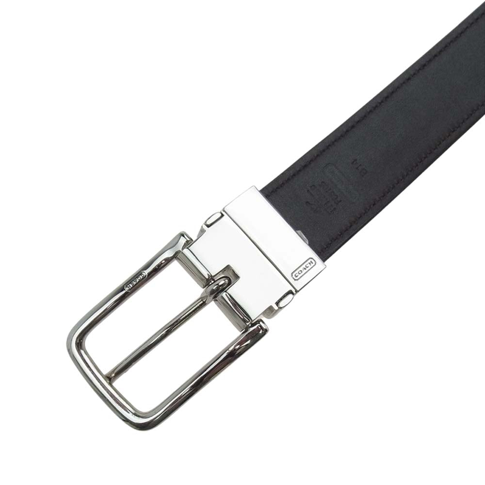 COACH コーチ F66105 リバーシブル レザーベルト ブラック系【中古】