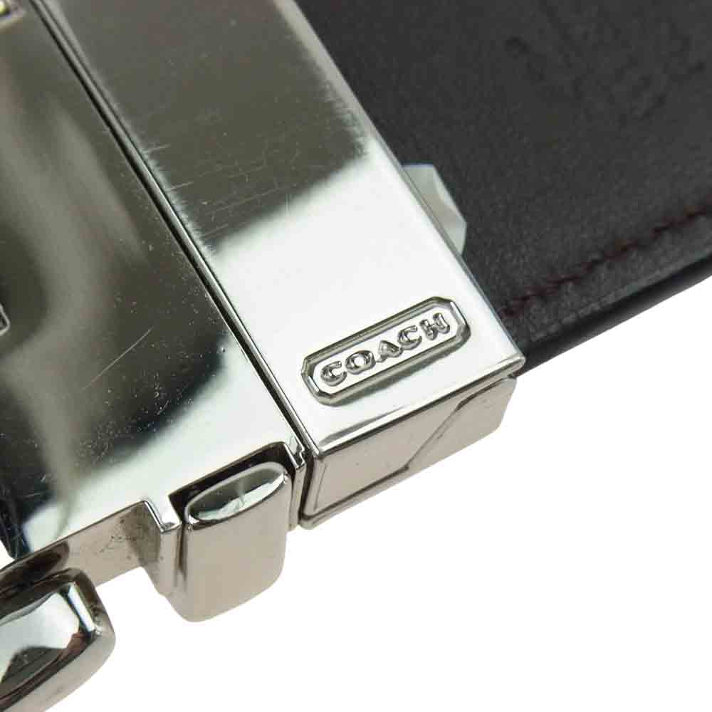 COACH コーチ F66105 リバーシブル レザーベルト ブラック系【中古】