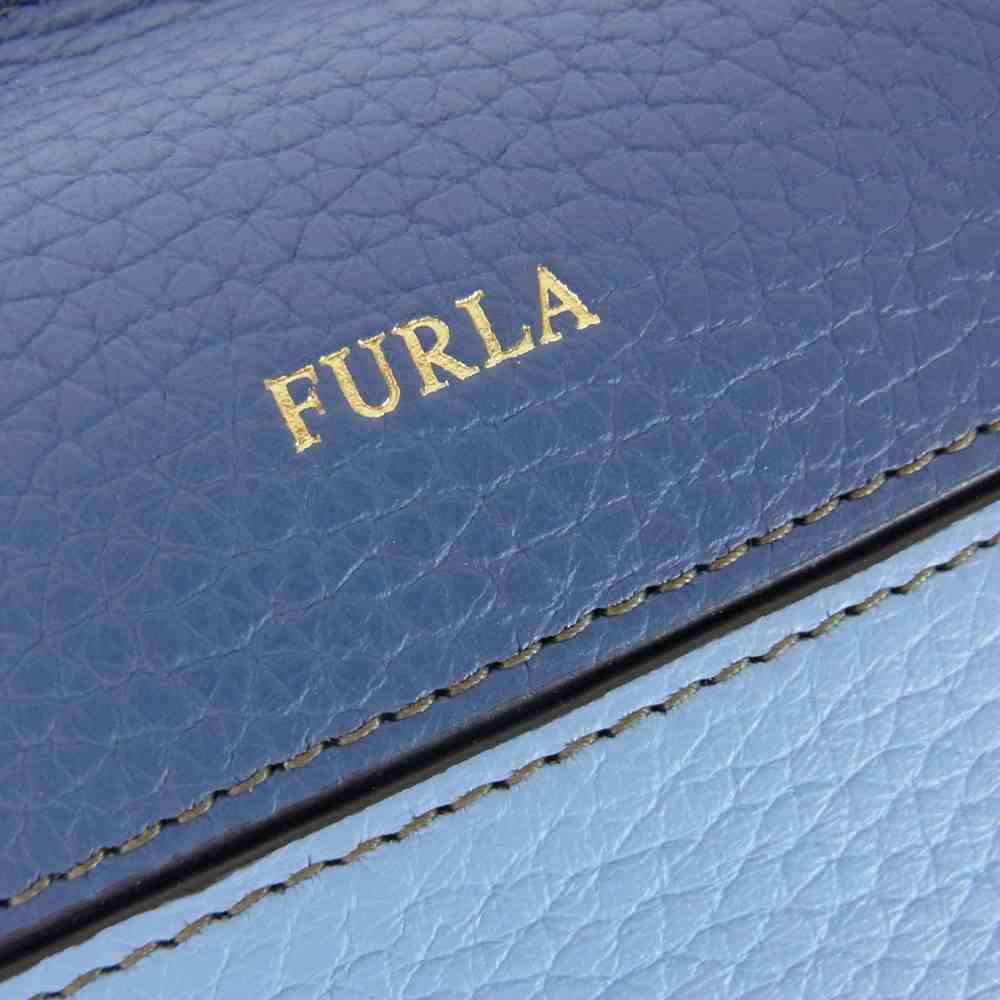 Furla フルラ LIKE MINI CROSSBODY ライク ミニ クロス ボディ ショルダー バッグ ベージュ系 ブルー系【中古】